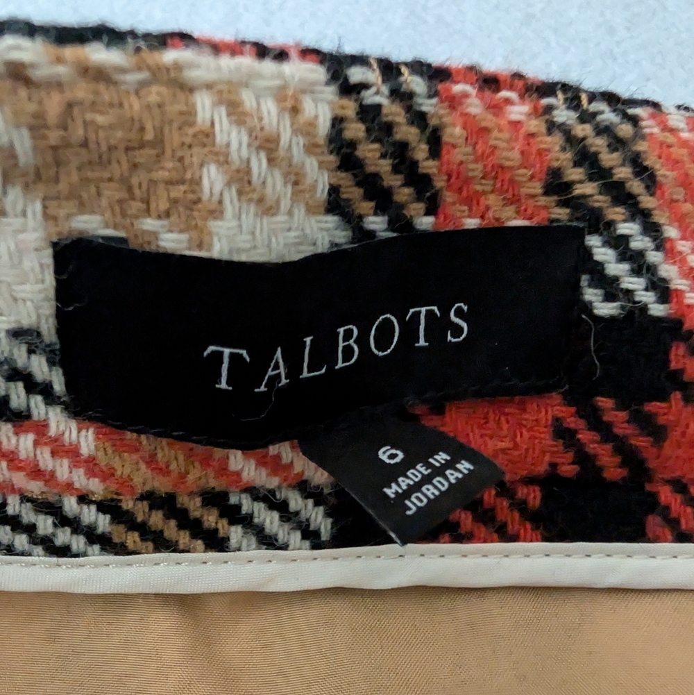 Talbots Wool Blend Faux Wrap Skirt Sz 6 Plaid Scottish Style Tartan Fringe image 9